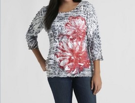 Women&#39;s eyelash ruffle Floral knit Top shirt blouse Cruise work party plus 1X$44 - £27.86 GBP