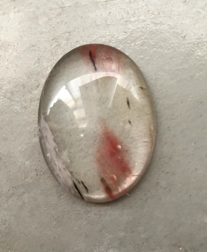 Mostly Clear Cherry Quartz Cabochon, 40x30mm, 30x40mm cab pink - $5.00