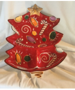 2004 CLAY ART NAVIDAD Christmas Tree Shaped Chip &quot;N Dip Platter-HandPainted - $23.00