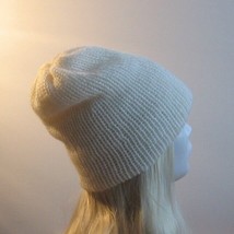 handmade mohair seamless white women&#39;s winter beanie - £10.82 GBP