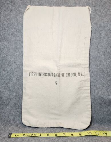 Vintage Canvas 1st Interstate Bank of Oregon C Deposit Bag - 17&quot; x 10&quot; - $8.00