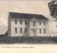 Old Rocky Hill Church Amesbury Massachusetts Postcard Vintage Vintage An... - £9.83 GBP