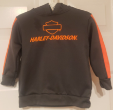 Harley Davidson Authentic Embroidered Hoodie Toddler 2T Gray Orange w/Pockets - £10.04 GBP