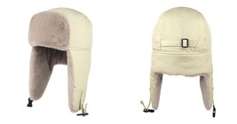 Beige Russian Ushanka Aviator Hat for Men Women Snow Hat with Ear Flaps - £31.45 GBP