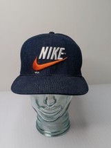 Nike Sportswear Blue Denim Hat Orange Swoosh Check USA Embroidered Baseb... - $15.80