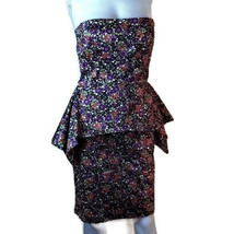 Betsey Johnson Mulberry Print Strapless Peplum Dress Size 4 - £91.17 GBP