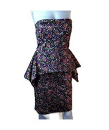 BETSEY JOHNSON Mulberry Print Strapless Peplum Dress Size 4 - £90.02 GBP