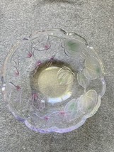 mikasa glass flower and leaves large  bowl euc etched bowl - £34.88 GBP