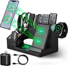 Black Leather Desk Organizer With Charging Station,Office Supplies Desk - $1,532.93 MXN