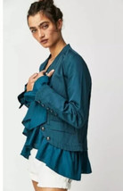 Free People Ruffles Romance Jacket Teal Jewel Women&#39;s Size XS New With Tags - £78.22 GBP