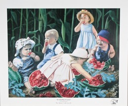 Inch Watermelon Raid&quot;&quot; by Newell Boatman Offset Lithograph on Paper COA-
show... - £41.54 GBP