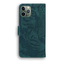 Anymob iPhone Case Army Green Tiger Embossed Leather Flip Card Slot Wallet Phone - £23.10 GBP