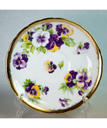 Royal Chelsea Pansy Saucer 4219A Yellow Lavender Gold Trim Scalloped Rim - $10.55 CAD