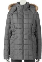 Womens Jacket Totes Gray Winter Hooded Water Resistant Quilted Puffer $160-sz S - £60.31 GBP