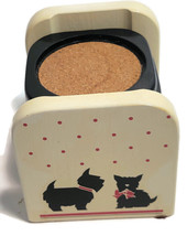 Scotty Scottie Dog Scottish Terriers Painted Wood Holder for Cork Coasters - £23.96 GBP