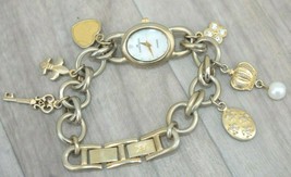 Anne Klein Charm Bracelet Watch &#39;&#39;fleure&#39;&#39; Skeleton Key, Crown Etc &#39;&#39;guarantee - £23.70 GBP