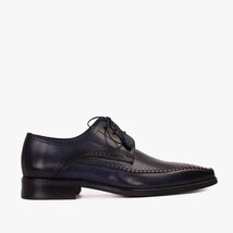The Moon Navy Blue Leather Derby Men Shoe image 4
