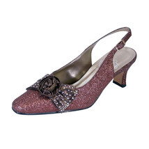 FLORAL Alaina Women Wide Width Crystal Rose Bow Glitter Fabric Upper Slingback - £48.15 GBP