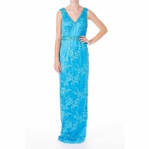 NWT Sue Wong Aqua Blue Embroidered Cowl Back Gown Sz 4/6 - £52.27 GBP