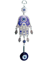 Blue Evil Eye with Hamsa Hand Protection Beautiful Hanging Ornament 22 cm X 7 cm - £15.58 GBP