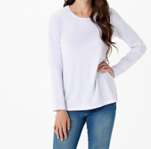 Susan Graver Modern Essentials Cool Cotton Long Sleeve Top- WHITE, 2X - £17.88 GBP