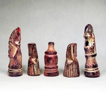African Hand Carved Soapstone Pink Chess Pieces Lot of 5 Crafts Figurines - $27.10 CAD