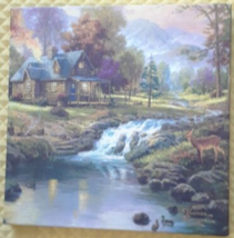 Hallmark Father&#39;s Day Thomas Kinkade Mountain Retreat Deer Dad Canvas FREE SHIP - £7.90 GBP