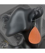 Womens Cognac Brown Embossed Faux Leather Teardrop French Hook Fashion E... - $8.00