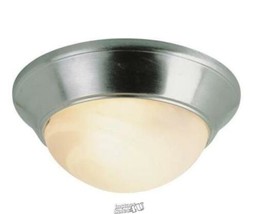 Athena 12 in. 1-Light Brushed Nickel CFL Flush Mount Marbleized Glass Shade - £14.18 GBP