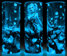 Glow in the Dark Harley Quinn Sexy Lingerie with Rose Pedals Cup Mug Tumbler - £18.16 GBP
