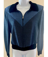 VINTAGE St. John Collection By Marie Gray Blue Cardigan Sweater Size 10 USA - £45.50 GBP