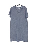 Lands End Dress S 6 8 Womens Striped Blue White VNeck Short Sleeve Cotto... - $19.66