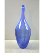 Handcrafted Artisan Heavy Weight Art Glass Vase  Shades Of Blue - $52.14 CAD