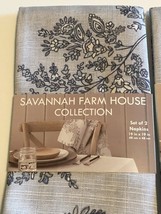 Avignon Stone Fabric Napkins Set of 4 Jacobean Print Savannah Farm House - £19.13 GBP