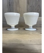 Set of 2 ANCHOR HOCKING WHITE MILK GLASS GRAPES EMBOSSED DESSERT SHERBET... - $8.56