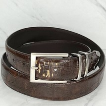 Beverly Hills Polo Club Brown Genuine Bonded Leather Croc Embossed Belt ... - £10.27 GBP