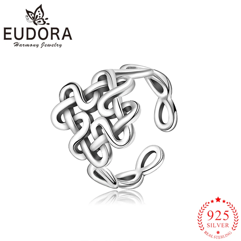 Eudora  Real 925 Sterling Silver Celtics Knot Rings for Women Girls Luxury Fashi - £22.06 GBP