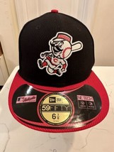 New Era 59Fifty Cincinnati Reds Mascot Black Mr. Red Fitted Hat Cap 6 7/8 - £27.86 GBP