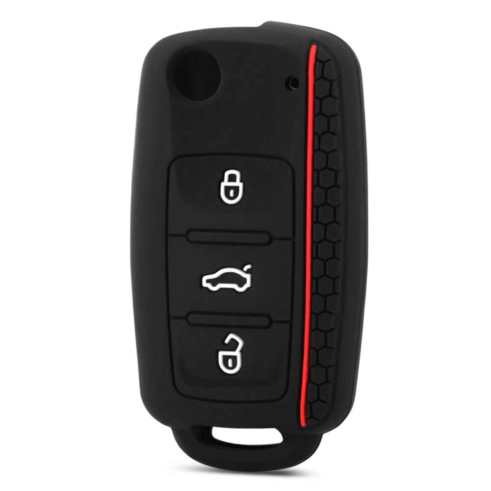 Silicone 3 Buttons Flip Folding Remote Car Key Case Fob Cover For Volkswagen P - £11.56 GBP