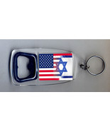 USA Israel Flag Bottle Opener Keyring NEW - $11.62 CAD