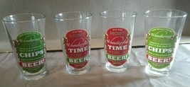 Festive PINT GLASSES (LOT OF 4) CHRISTMAS THEMED CHIPS BEER GRASSLAND ROADS - $23.15