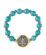 Saint Benedict Turquoise Bead 7.5&quot; Bracelet , New #AB-277-R2 - $12.99