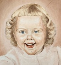 Cute Girl Child Original Antique Painting Artwork Framed 1930s John Rowell Maine - £212.45 GBP