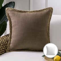 Phantoscope Farmhouse Burlap Tailored Edge Premium Throw Pillow Cover 22 x 22 in - £15.97 GBP