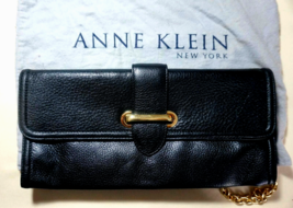 Anne Klein Women&#39;s Black Leather Chain Crossbody Handbag 13x6&quot; w Protect... - £15.54 GBP