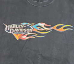 Vtg 2001 Harley Davidson Motorcycle Flame Black Shirt - Size L - $48.37