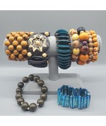 Lot (9) Bracelets Colorful Wood Shell Various Styles Bohemian Nature Ins... - $468.15 MXN