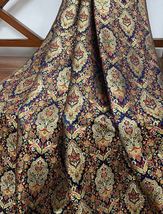 Indian Brocade Fabric Navy Blue And Gold Fabric, Wedding Dress Fabric - NF368 - £16.11 GBP - £19.65 GBP