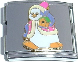 Mega Penguin With Bird House Italian Charm - £6.63 GBP