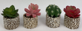 4 x Karlliu Artificial Plants Mini Succulent Flowers in Ceramic Pot Small Fake - £18.98 GBP